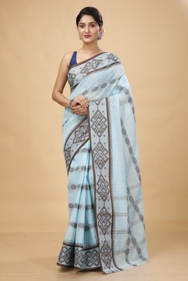 Happy Creation Woven Tant Handloom Cotton Blend Saree(Blue)