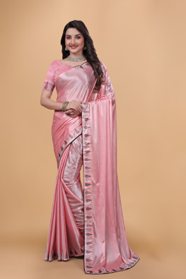 Snija Fashion Embellished Bollywood Silk Blend Saree(Pack of 2, Pink)