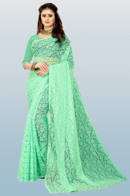 NORAFLEX Embroidered Bollywood Net Saree(Light Green)