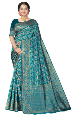 tapovan fashion Woven Banarasi Art Silk Saree(Light Green)