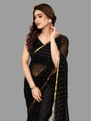 mamtasaree Embellished Daily Wear Velvet, Chiffon Saree(Black)