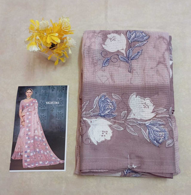 JM FASHIONS HUB Floral Print, Printed, Self Design Daily Wear Crepe Saree(Grey)