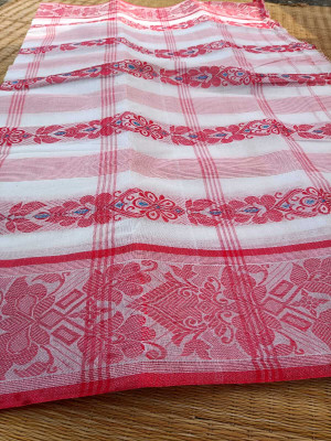 Happy Creation Woven Jamdani Handloom Cotton Blend Saree(Multicolor)