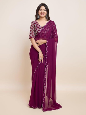supalee tex Solid/Plain Bollywood Georgette Saree(Multicolor)