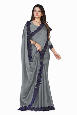 pUNYATHA CREATION Embellished Bollywood Crepe Saree(Grey)