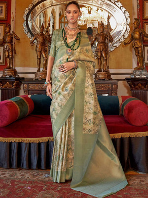 ANOUK Woven Kanjivaram Silk Blend Saree(Beige)