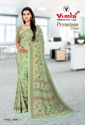 Vimla Printed Daily Wear Crepe Saree(Green)