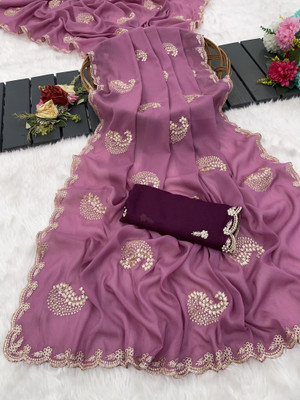 Ttex Embellished Bollywood Georgette Saree(Pink)