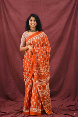 CRAFTWELL Self Design Handloom Pure Cotton Saree(Multicolor)