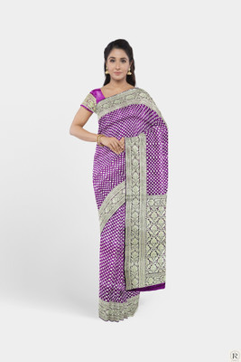 SHREE AMBAJI FASHION Woven Banarasi Silk Blend Saree(Purple)