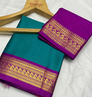 Paramparik Textile Woven Banarasi Cotton Silk, Jacquard Saree(Green)