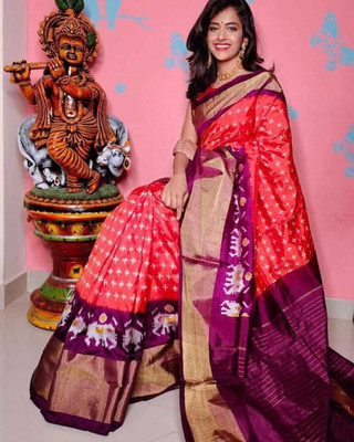 Suali Printed Bandhani Art Silk Saree(Purple)