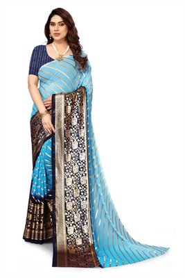 NAKSHCRETION Printed Bollywood Georgette Saree(Light Blue)