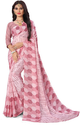 Kanooda Prints Printed Bollywood Georgette Saree(Pink)