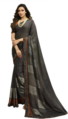 ROOP SUNDARI SAREES Printed Bollywood Pure Silk Saree(Grey)