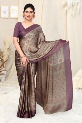 MIRCHI FASHION Printed, Floral Print Daily Wear Chiffon, Georgette Saree(Purple, Beige)