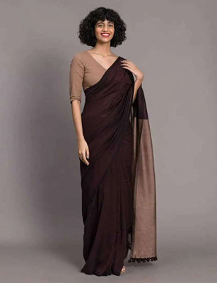pal saree mahal Solid/Plain Handloom Pure Cotton Saree(Green, Pink)