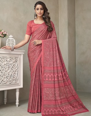 Samah Paisley, Floral Print, Geometric Print Daily Wear Silk Blend, Crepe Saree(Pink, Multicolor)