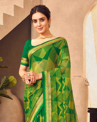 WELE DERBIES Printed Bollywood Georgette Saree(Green)