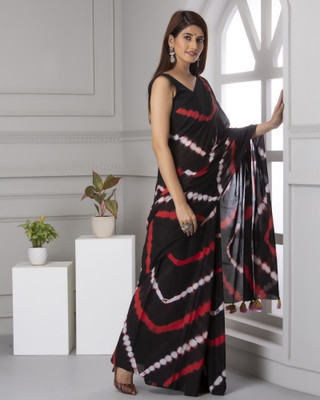 hastshilpi Printed, Color Block, Blocked Printed Daily Wear Pure Cotton Saree(Black)