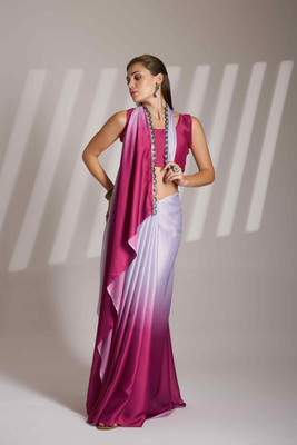 shiv textiles Embellished Bollywood Satin Saree(Pink)