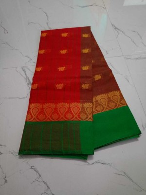 Radha Rani Saree Woven Tant Pure Cotton Saree(Red)