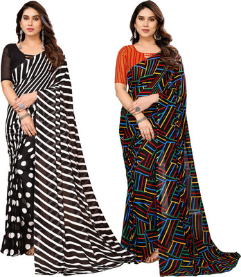 Anand Sarees Printed Daily Wear Georgette Saree(Pack of 2, Multicolor)