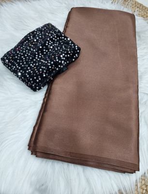 Arpita Fashion Solid/Plain Bollywood Satin Saree(Brown)