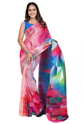 miracletex Printed Bollywood Georgette Saree(Multicolor)