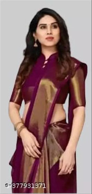 Online Bazaaar Solid/Plain Bollywood Chiffon Saree(Purple)