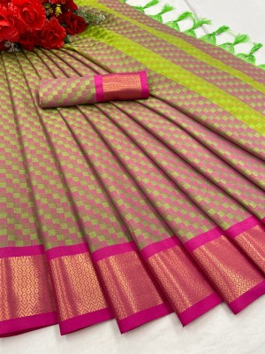 Fancy Fab Printed, Solid/Plain, Striped, Woven, Temple Border, Applique, Dyed, Ombre, Paisley, Self Design Pochampally Cotton Silk, Lycra Blend Saree(Mustard)