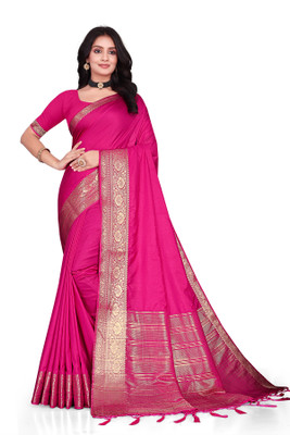 Aarunika MNT Solid/Plain Bollywood Pure Silk Saree(Multicolor)
