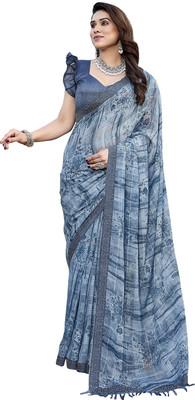 Priyashi Printed Bollywood Georgette, Satin Saree(Grey)
