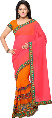 Arriva Fab Embroidered Daily Wear Georgette Saree(Multicolor)