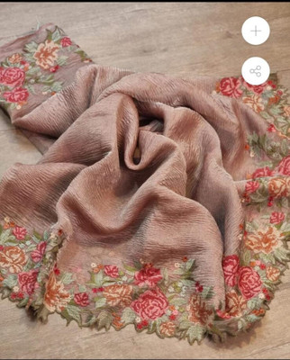 GNSARI Embroidered Banarasi Tissue Saree(Brown)