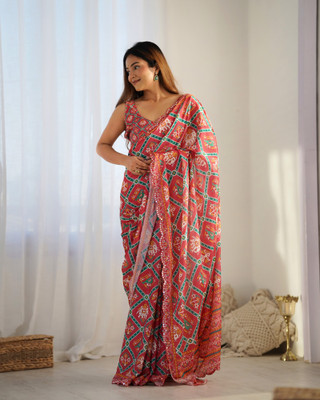 Moda Rapido Embroidered Bollywood Chiffon Saree(Silver)