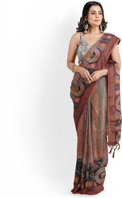 Gaurangi Creation Digital Print Bollywood Linen Saree(Multicolor)