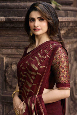 HouseOfCommon Striped Bollywood Pure Silk Saree(Maroon)