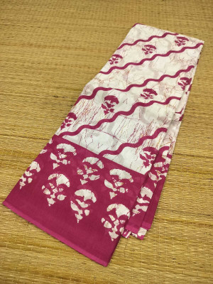 Sareestri Printed Chanderi Cotton Blend Saree(Pink)