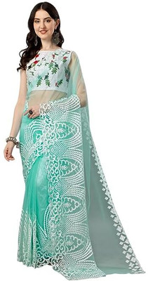 PALLAVI SINGH Embroidered Daily Wear Net Saree(Light Blue)