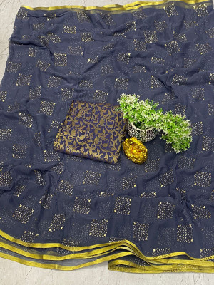 V And V Shop Embellished Daily Wear Chiffon Saree(Grey)