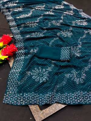SHREE HARI PRINT Embellished Daily Wear Georgette Saree(Light Blue)