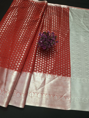Yash silk international Woven Banarasi Art Silk Saree(Red)