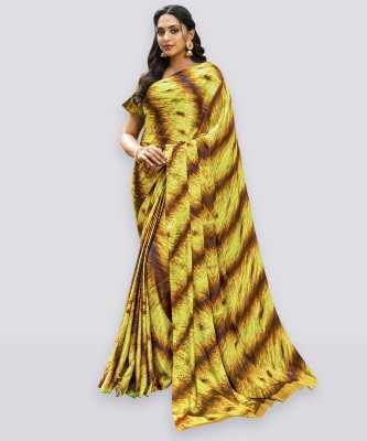 Samah Printed Bollywood Silk Blend, Satin Saree(Yellow)