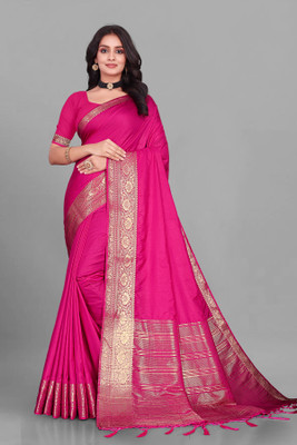 Aarunika SKT Solid/Plain Bollywood Pure Silk Saree(Pink)
