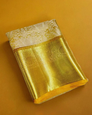 Grihasta Woven, Self Design Kanjivaram Tissue Saree(Gold)