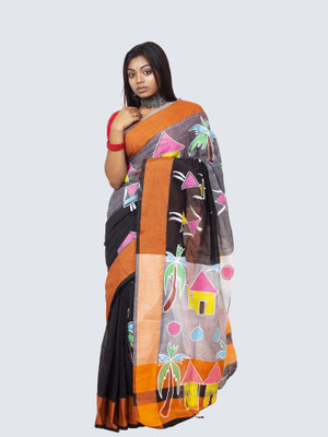 AngaShobha Self Design Bollywood Cotton Blend Saree(Black)