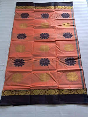 Upama Fabric Self Design Handloom Handloom Tussar Silk Saree(Orange)
