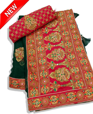 New Pooja Embroidered Bollywood Silk Blend Saree(Pink)