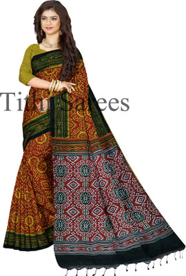 maadurga Printed Sambalpuri Cotton Blend Saree(Maroon)